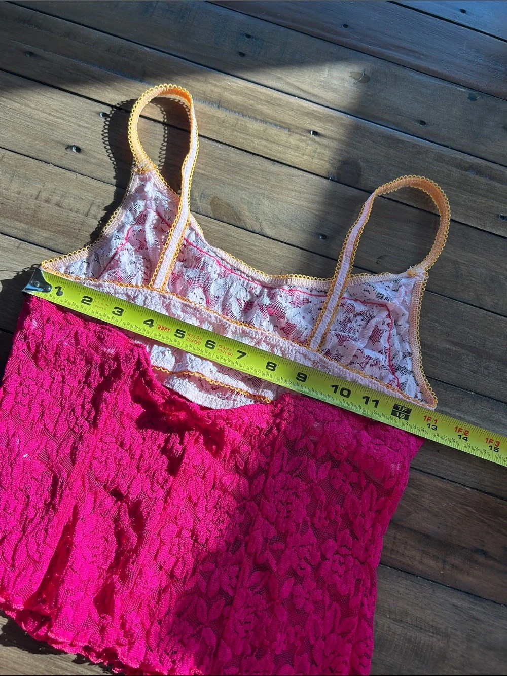 NWT Free People All Day Lace Cami Piping Hot Pink XS
